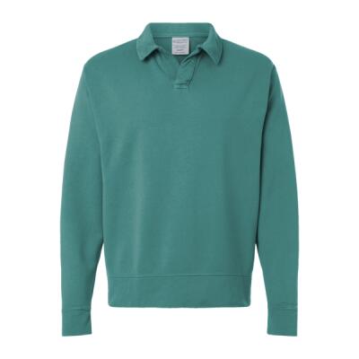 Unisex Garment-Dyed Polo Collar Sweatshirt Thumbnail