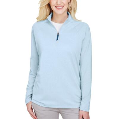 Women's CrownLux Performance® Clubhouse Micro-Stripe Quarter-Zip Pullover Thumbnail