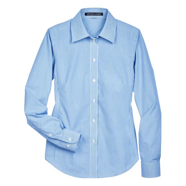 Women's Crown Collection® Banker Stripe Woven Dress Shirt Thumbnail