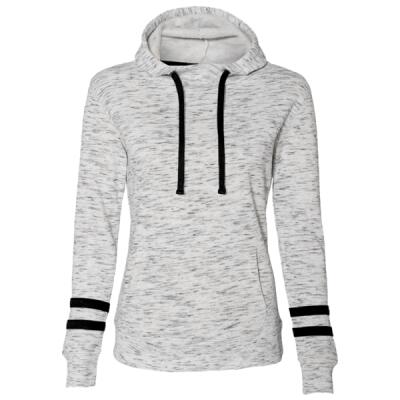 Women’s Mélange Fleece Striped-Sleeve Hooded Sweatshirt Thumbnail