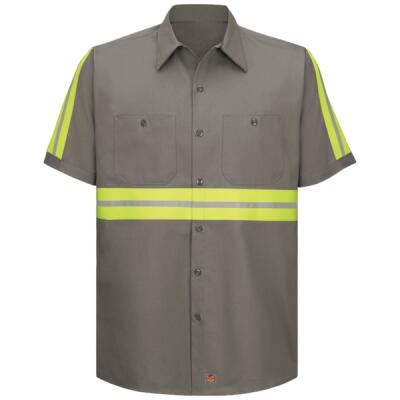 Men's Tall Enhanced Visibility Short Sleeve Cotton Work Shirt Thumbnail
