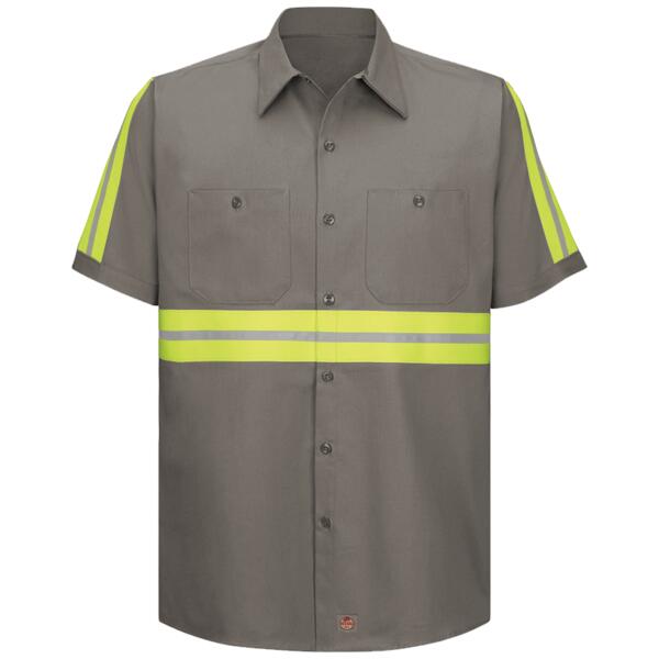 Men's Tall Enhanced Visibility Short Sleeve Cotton Work Shirt Thumbnail