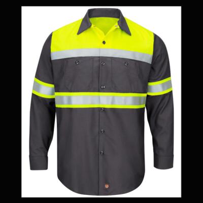 Men's Tall Hi-Visibility Colorblock Ripstop Long Sleeve Work Shirt Thumbnail