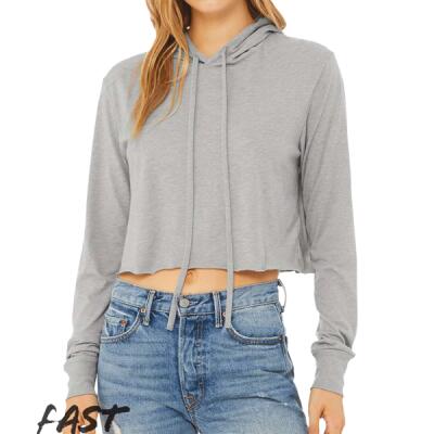Women’s Triblend Crop Long Sleeve Hoodie Tee Thumbnail