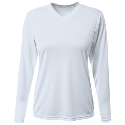 Women's USA-Made Deep V-Neck Long Sleeve T-Shirt Thumbnail