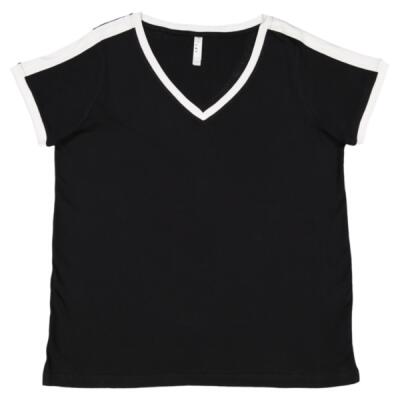 Women's Curvy Retro Ringer Premium Jersey V-Neck Tee Thumbnail