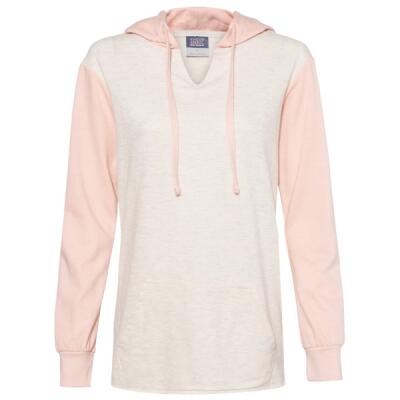 Women’s French Terry Hooded Pullover with Colorblocked Sleeves Thumbnail