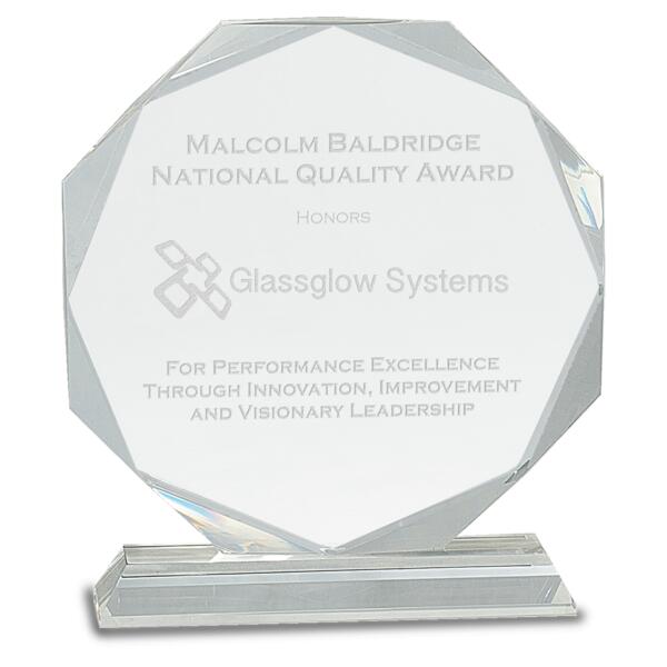 8" Clear Crystal Octagon on Clear Pedestal Base Thumbnail