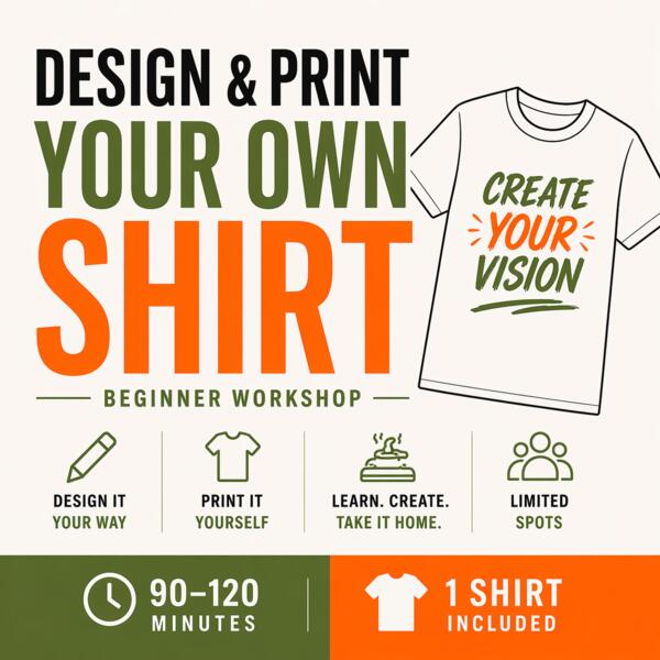 Design & Print Your Own Shirt (Workshop) May 23 Workshop Thumbnail
